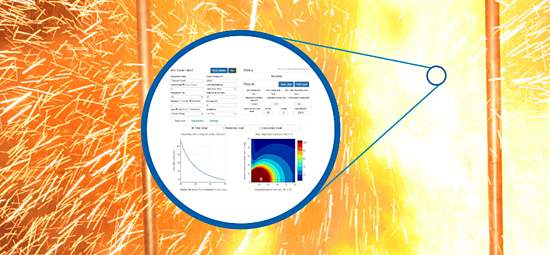 Abstract art of graphs superimposed onto an arc flash