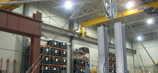 A sheave test being performed in the Kinectrics Mechanical testing lab