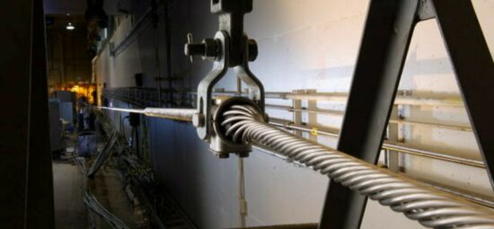 Fiber optic cable undergoing hardware testing at Kinectrics