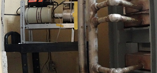 Photograph of an on-line monitor for radiation in piping