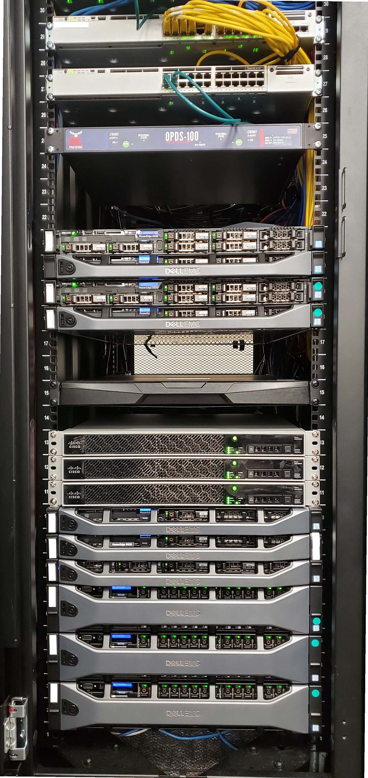 Photograph of a large server rack
