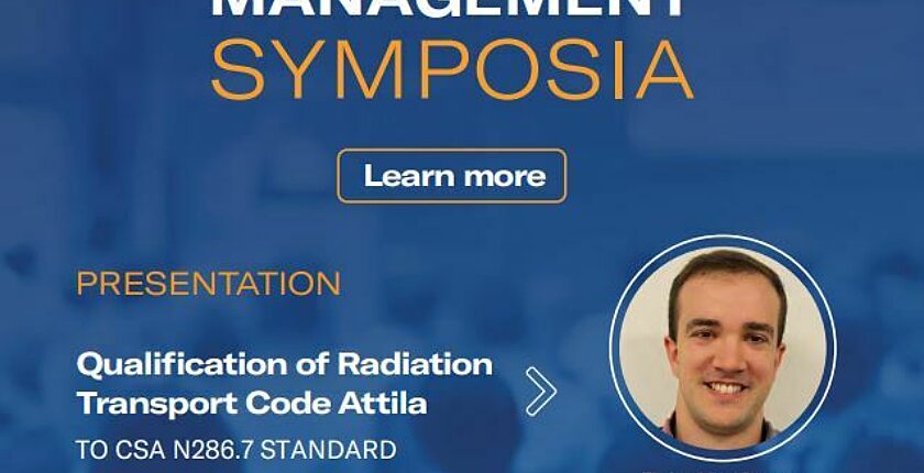Kinectrics panel titled "Qualification of Radiation Transport Code Attila to CSA N286.7 Standard, with Eric Heritage"