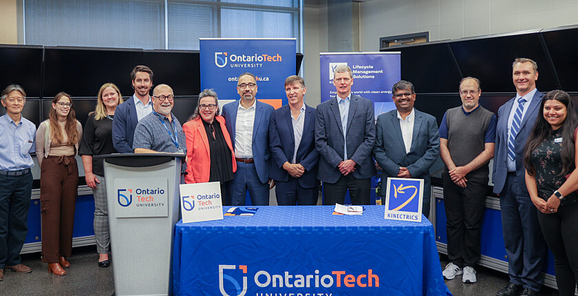 Group photo of Kinectrics and Ontario Tech representatives at signing memorandum of understanding