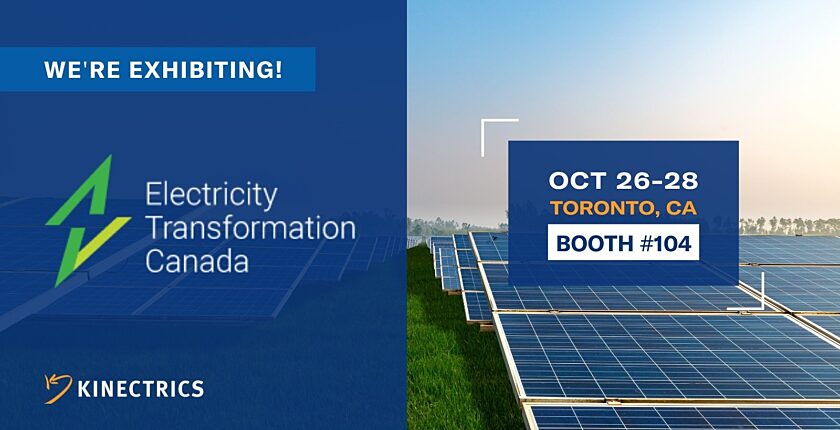 Kinectrics promotional banner titled "Electricity Transformation Canada"