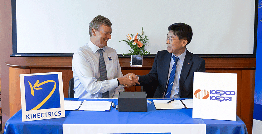 Kinectrics and KEPRI handshake after signing memorandum of understanding