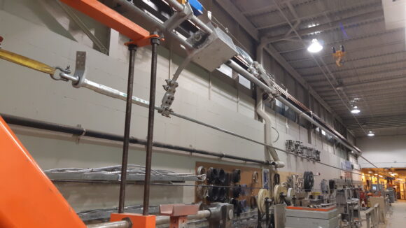 Conductor being prepared for testing at Kinectrics testing facility
