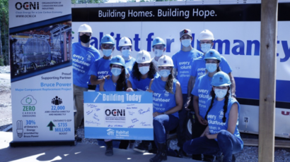 Photograph of the team during nawash habitat for humanity house build