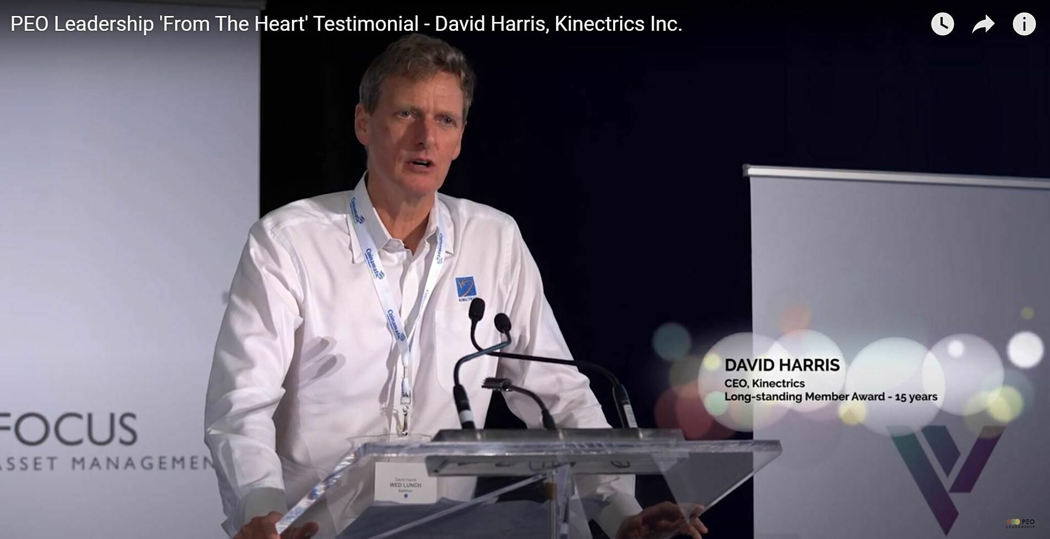 Video still of David Harris talking at the PEO Leadership event