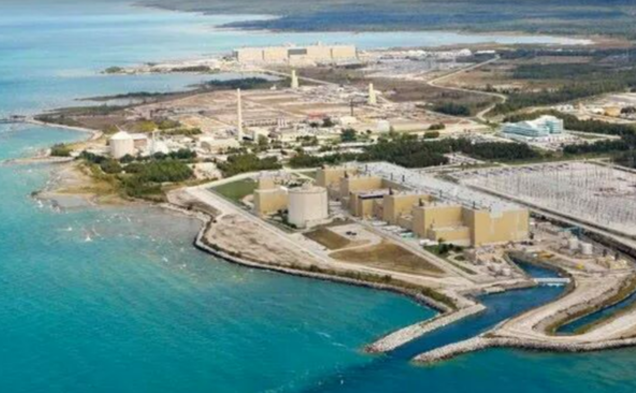Aerial photograph of a large nuclear power facility