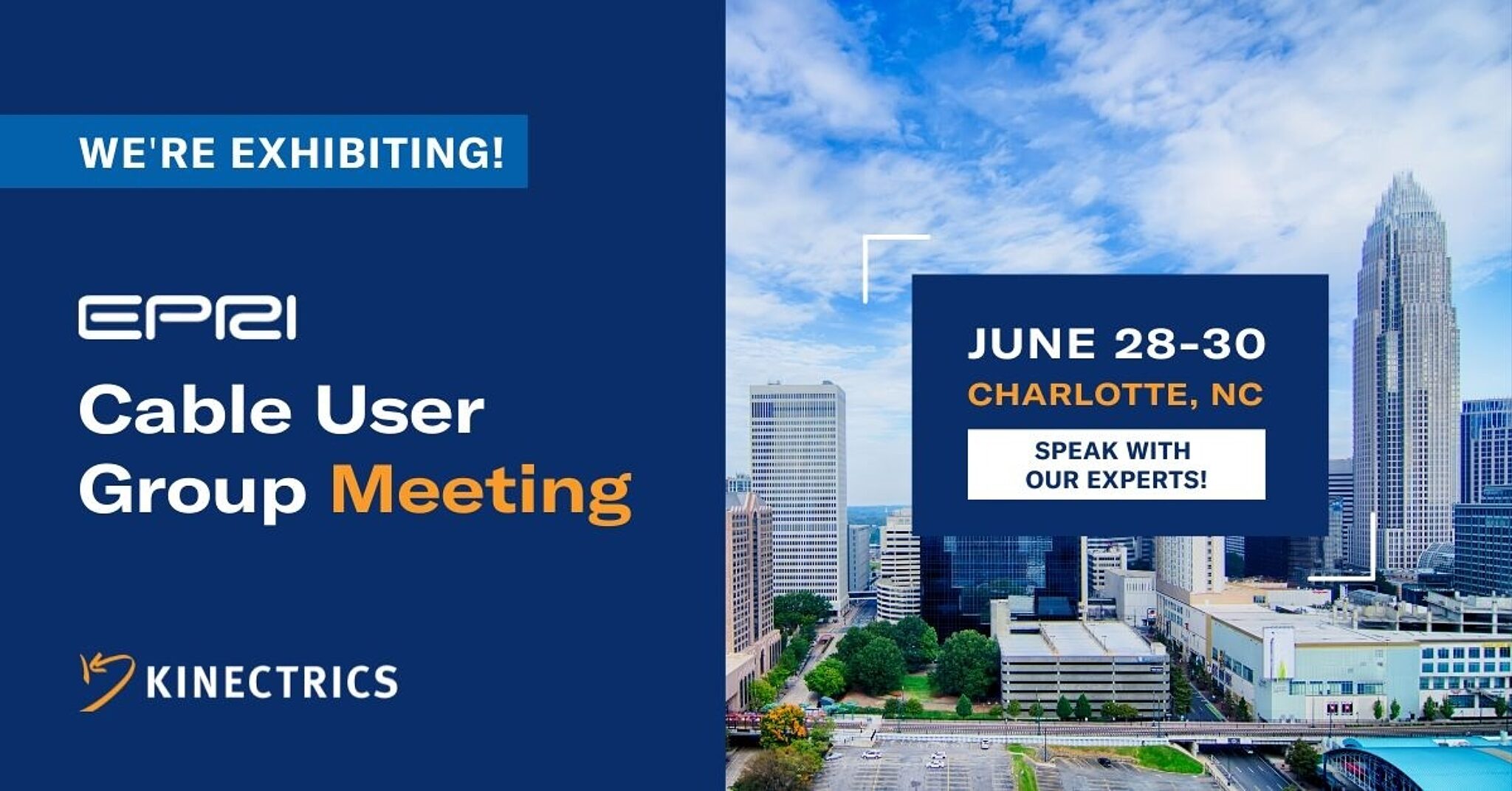 Kinectrics promotional banner titled "EPRI Cable User Group Meeting"
