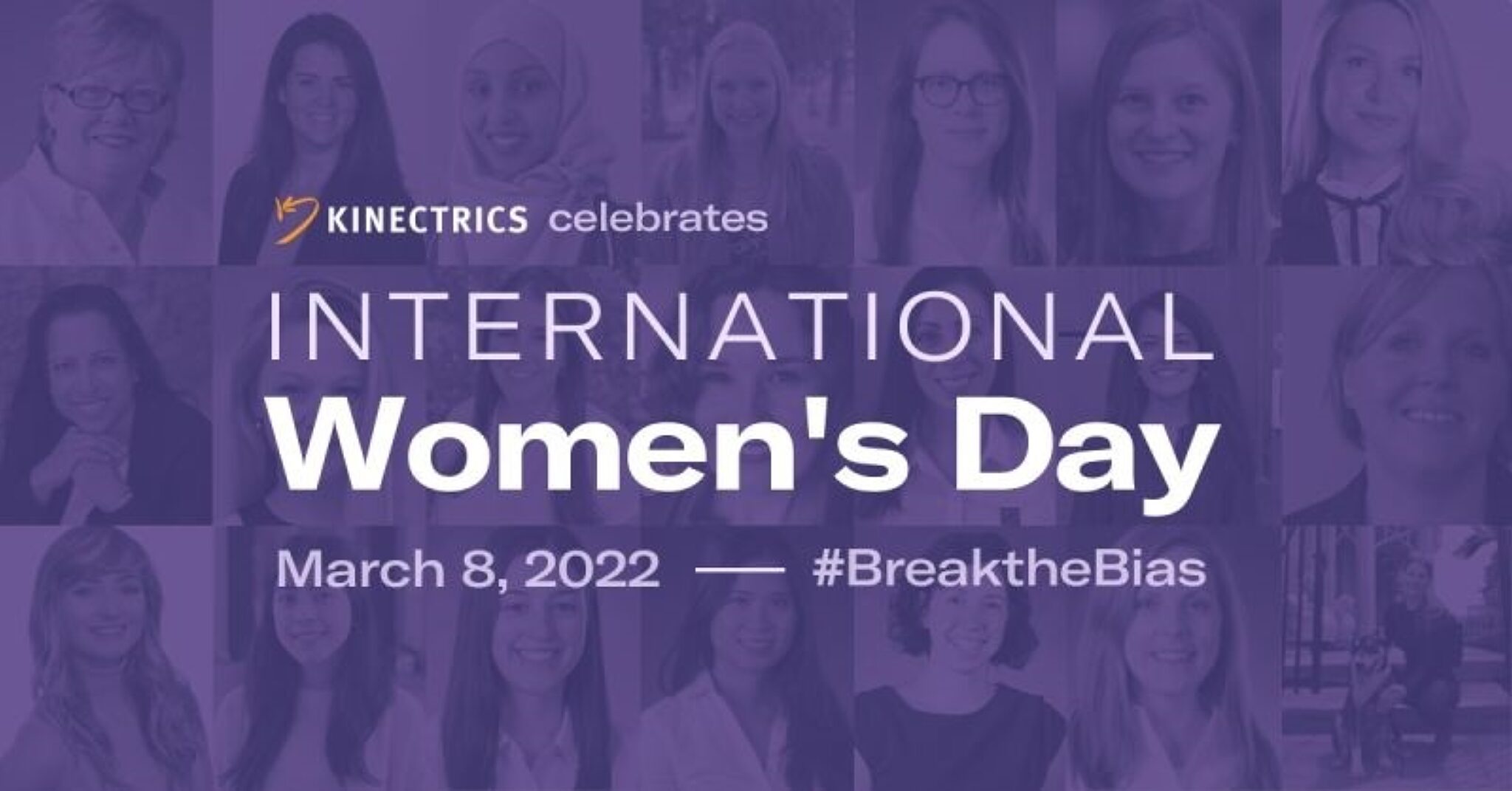 Kinectrics' event banner titled "Internaitonal Women's Day March 8, 2022 #BreaktheBias"