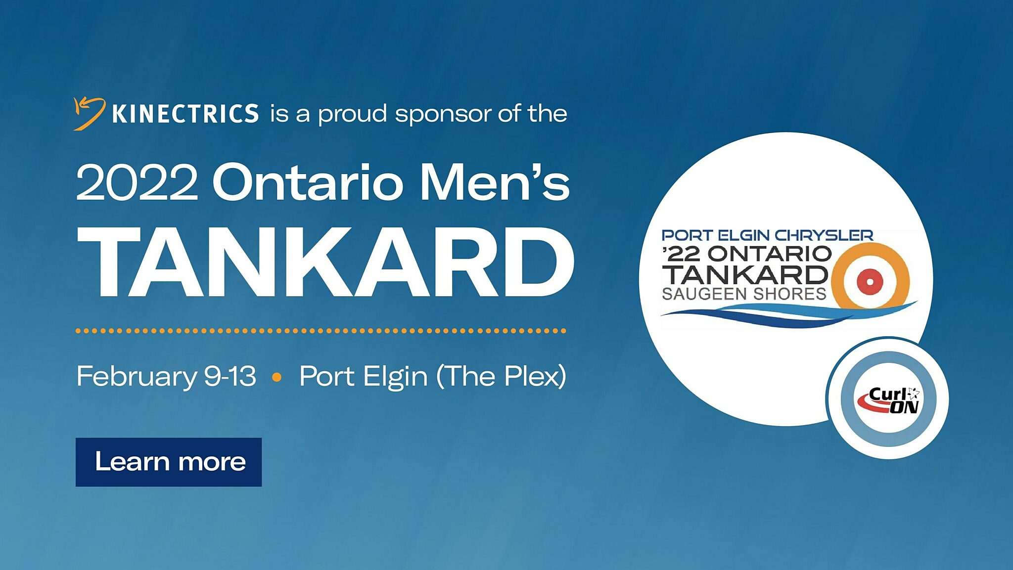 Kinectrics promotional banner titled "2022 Ontario Men's Tankard"