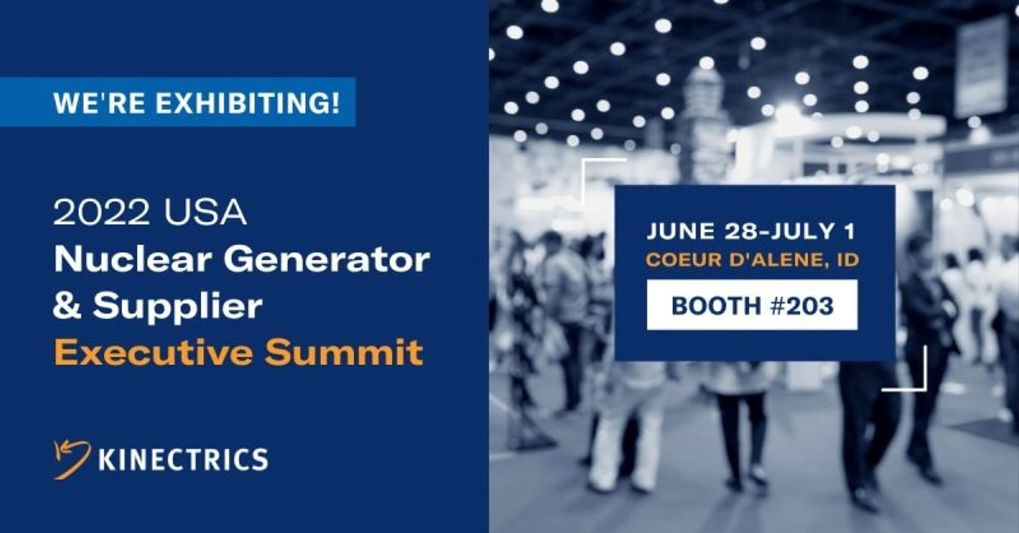 Kinectrics promotional banner titled "2022 USA Nuclear Generator & Supplier Executive Summit"