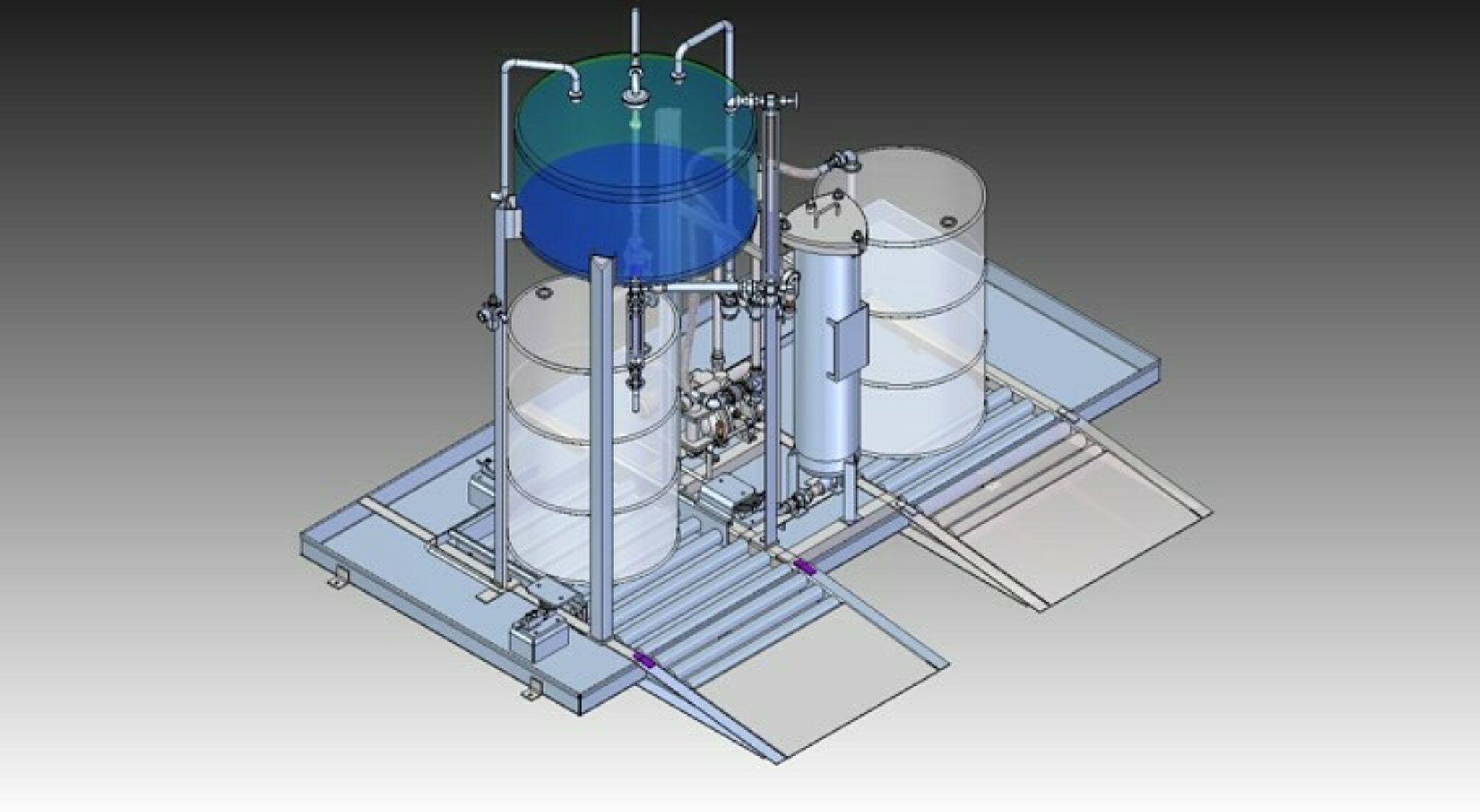 3D render of a waste management processing system