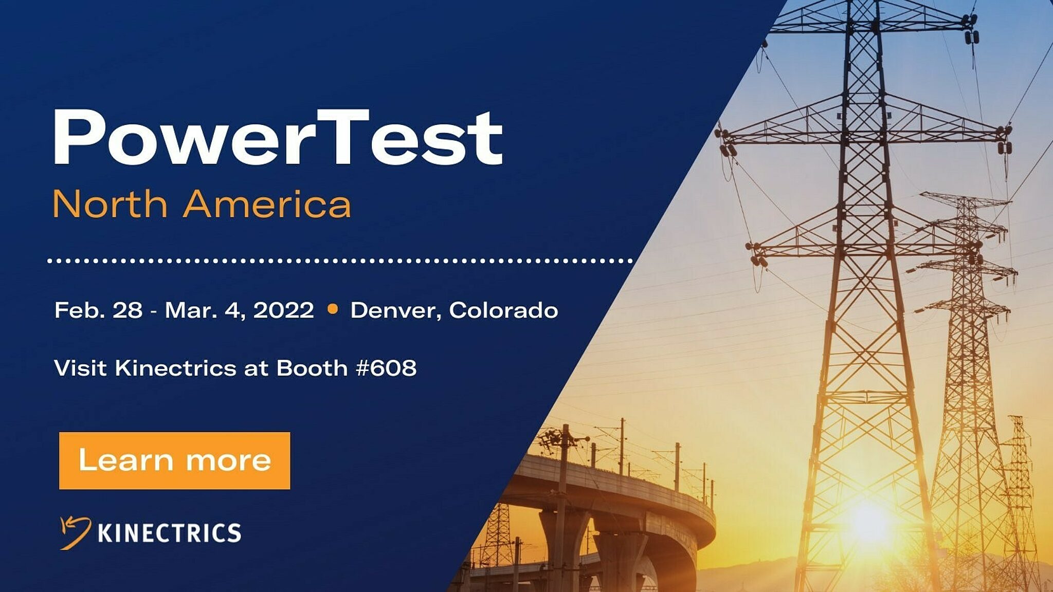 Kinectrics promotional banner titled "PowerTest North America"
