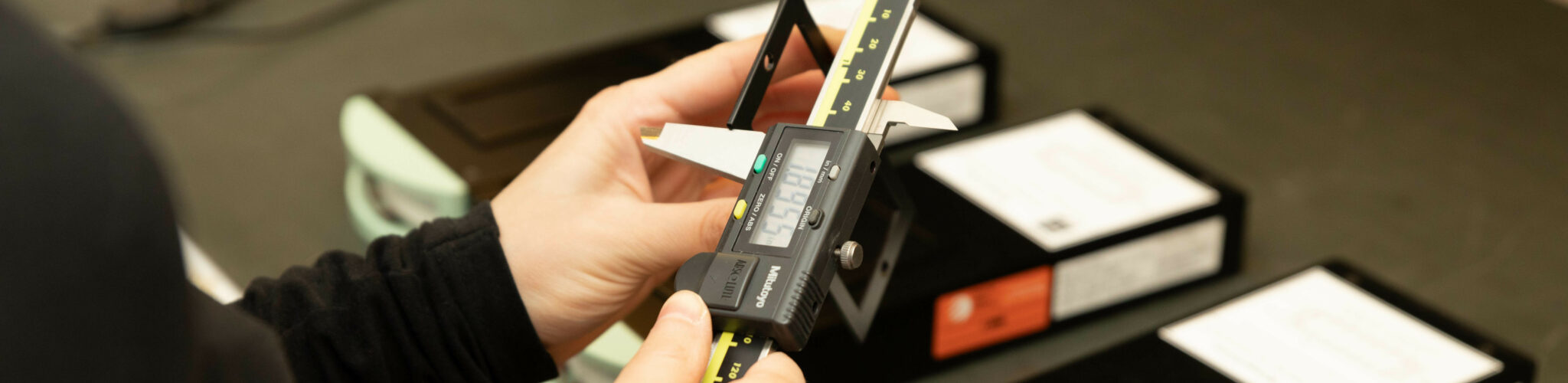 A digital measuring instrument being used to gain accurate dimensions of a nuclear component